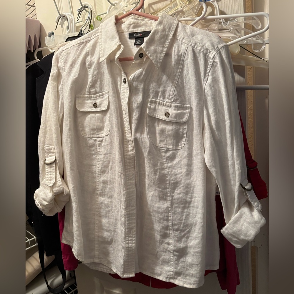 Style & Co Button Down Linen Shirt